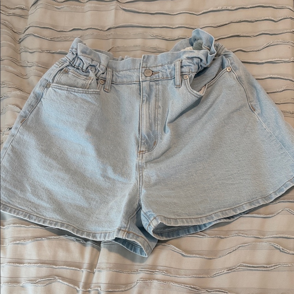LOFT Light Blue Women's Cinched Waist Jean Shorts